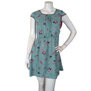 Teal Floral Sleeveless Mini Dress